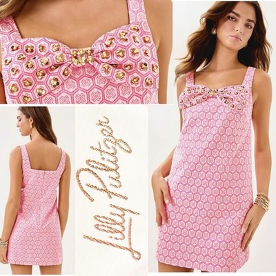 NWT $398 Lilly Pulitzer Bria Skirted Romper 0 Butterfly Brandmark Jacquard Pink