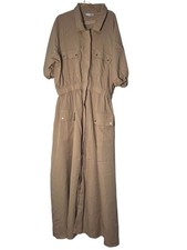 Fashion Nova Polina Utility Maxi Shirt Dress in Taupe