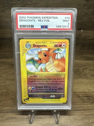 2002 Pokemon Dragonite Reverse Holo Expedition 43/165 PSA 9 English Graded