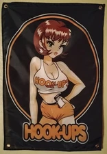 Hook Ups Skateboards Banner Poster Jeremy Klein Girl Sexy Deck Hooters Vintage 