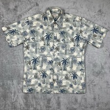 Campia Moda Men  s Large 100 Cotton Hawaiian Button Up Shirt Palm Trees Print