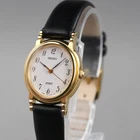 SEIKO 1992 Vintage 1F21-5B50 Women's Watch Gold 22mm New Battery New LeatherBand