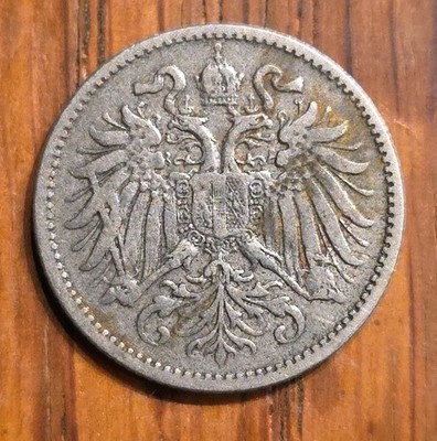 1893 Austria 10 Heller, Double Head Imperial Eagle, Value, Date