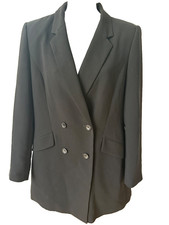 DKNY Black Blazer Womens 6 Double Breasted Career Office Classic Jacket