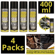 4X Underbody Seal Black Spray Can 400ml For Car Protection, Rustproof Paint