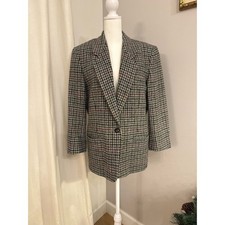Charter Club single breasted houndstooth wool blazer Made in England