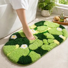 Green Moss Bathroom Rug 32x20 Inch Absorbent Microfiber NonSlip Bath Mat