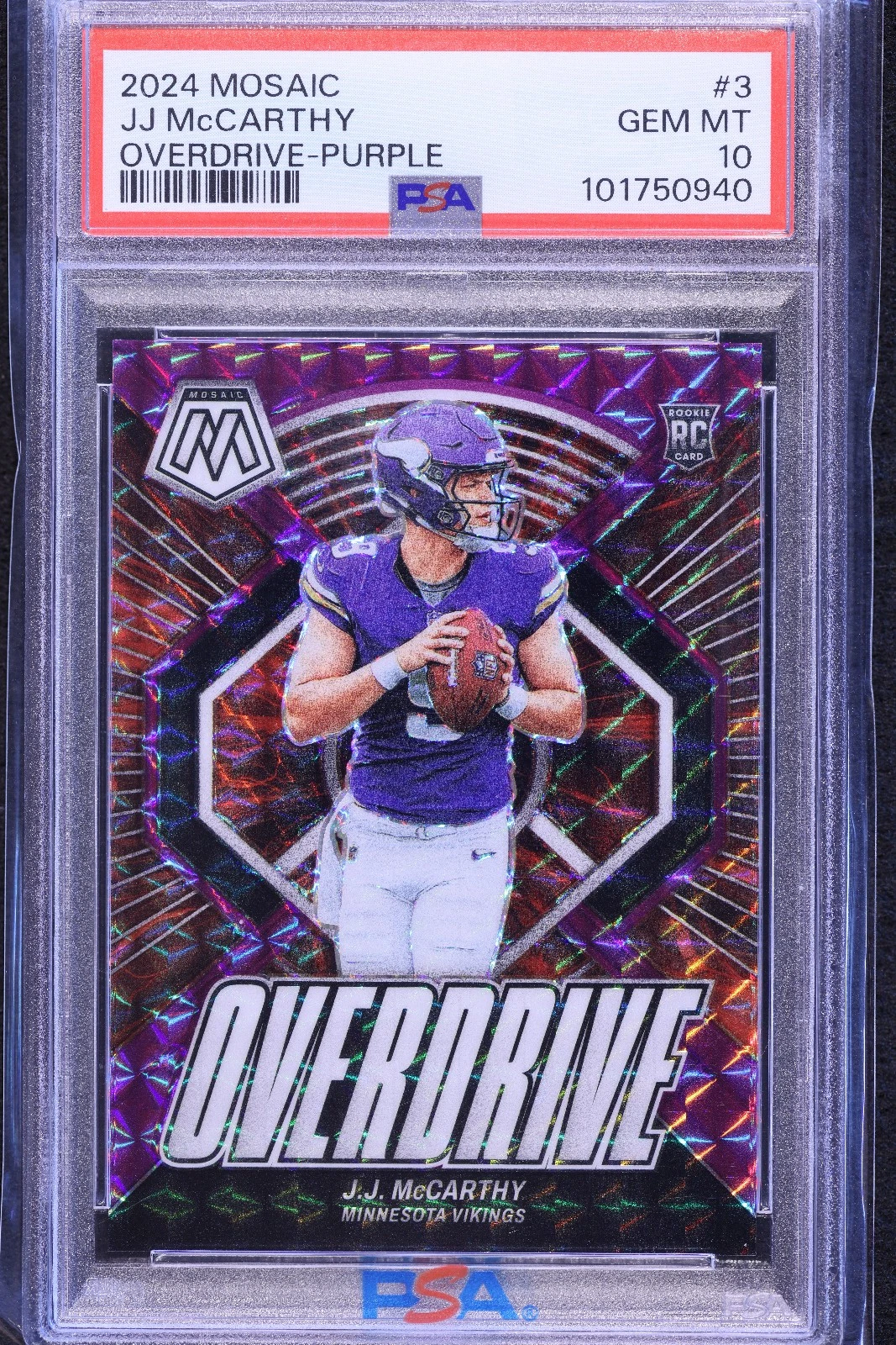 JJ McCarthy Panini Mosaic Overdrive #3 Purple