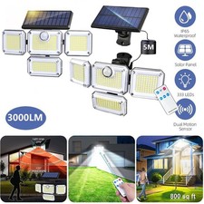 333 LED Solar Motion Sensor Light 4 Head Outdoor Garden Wall Security Flood Lamp