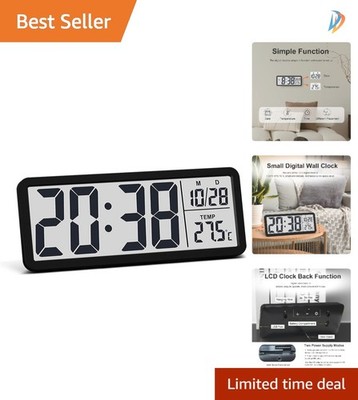 Compact 8.5'' Digital Wall Clock - Silent & Battery Operated for Home & Office