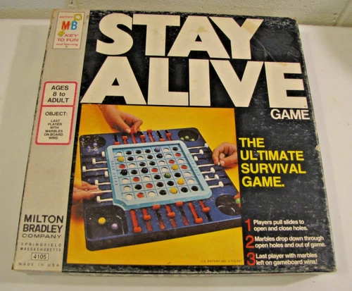 Vintage 1971 Milton Bradley Stay Alive Board Game - COMPLETE with all 20 Marbles