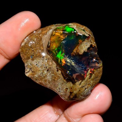 Multi Color Opal Rough 49.5 Ct Natural Ethiopian Oil Opal Rough 35x30x10 mm