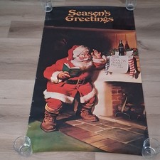 Coca-Cola Santa Season's Greetings Multicolor Soda Theme Holiday Poster