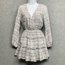 The Fifth Label Dress Plaid Puff Sleeve Sz XS 100% Cotton Costal Cowgirl Cottage
