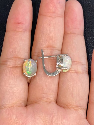 NATURAL FIRE OPAL 6X8 SET STERLING SILVER 925 RING EARRING PENDENTS - 第 6/14 張圖片