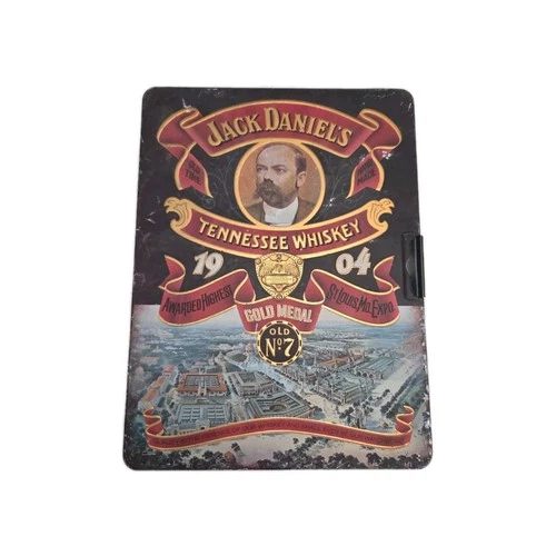 Vtg Jack Daniels 1904 Gold Medal No. 7 Tennessee Whiskey Large Hinged Tin Box