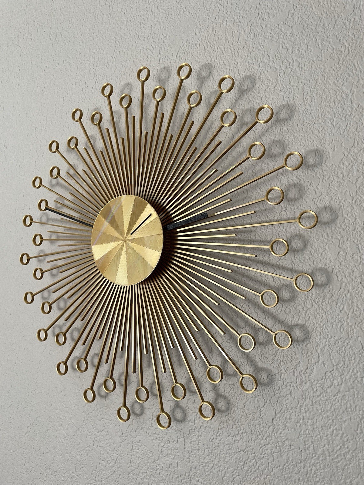 Vintage Mid Century Modern Sunburst Clock – Gold – Retro Starburst Style