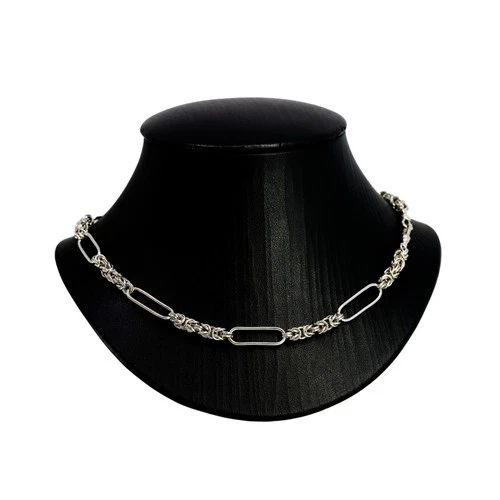 Sterling Silver Fob Chain Necklace Curb Link #69191