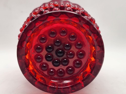 Fenton Ruby Red Amberina Glass Hobnail Spooner Open Sugar UV Glow Vintage - Picture 12 of 17