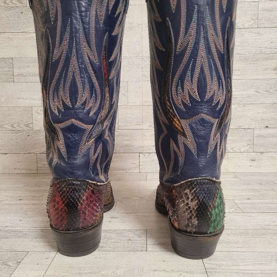 Vintage Dan Post Exotic Rainbow Python Snakeskin … - image 5