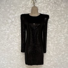 Forever 21 Black Sequin Bodycon Long Sleeve Short Dress Size M
