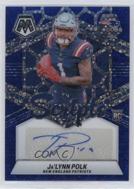 2024 Panini Mosaic Rookie Scripts No Huddle Blue Prizm Ja'Lynn Polk Auto RC 3s8