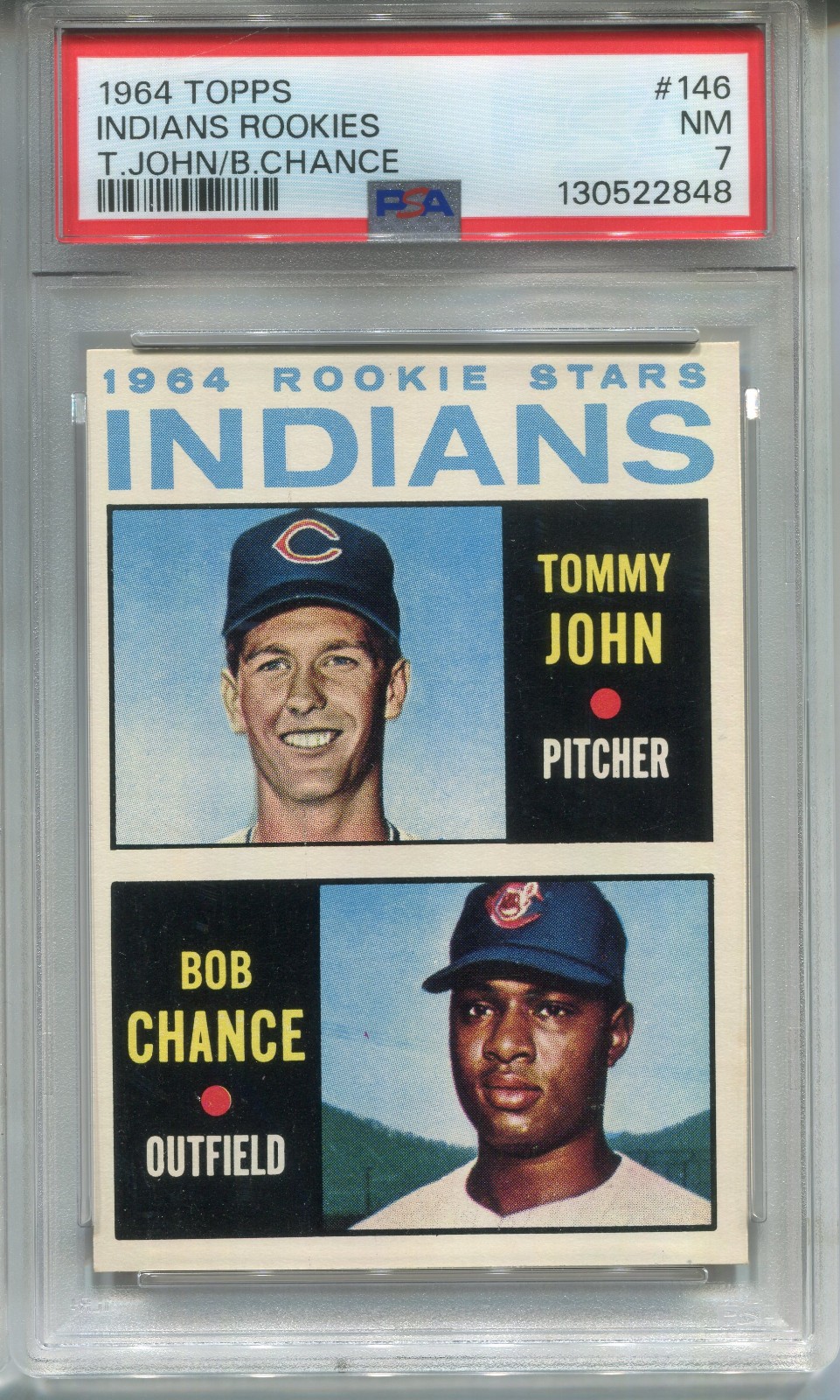 1964 Topps #146 Tommy John Rookie PSA 7 NM *High End* Cleveland Indians