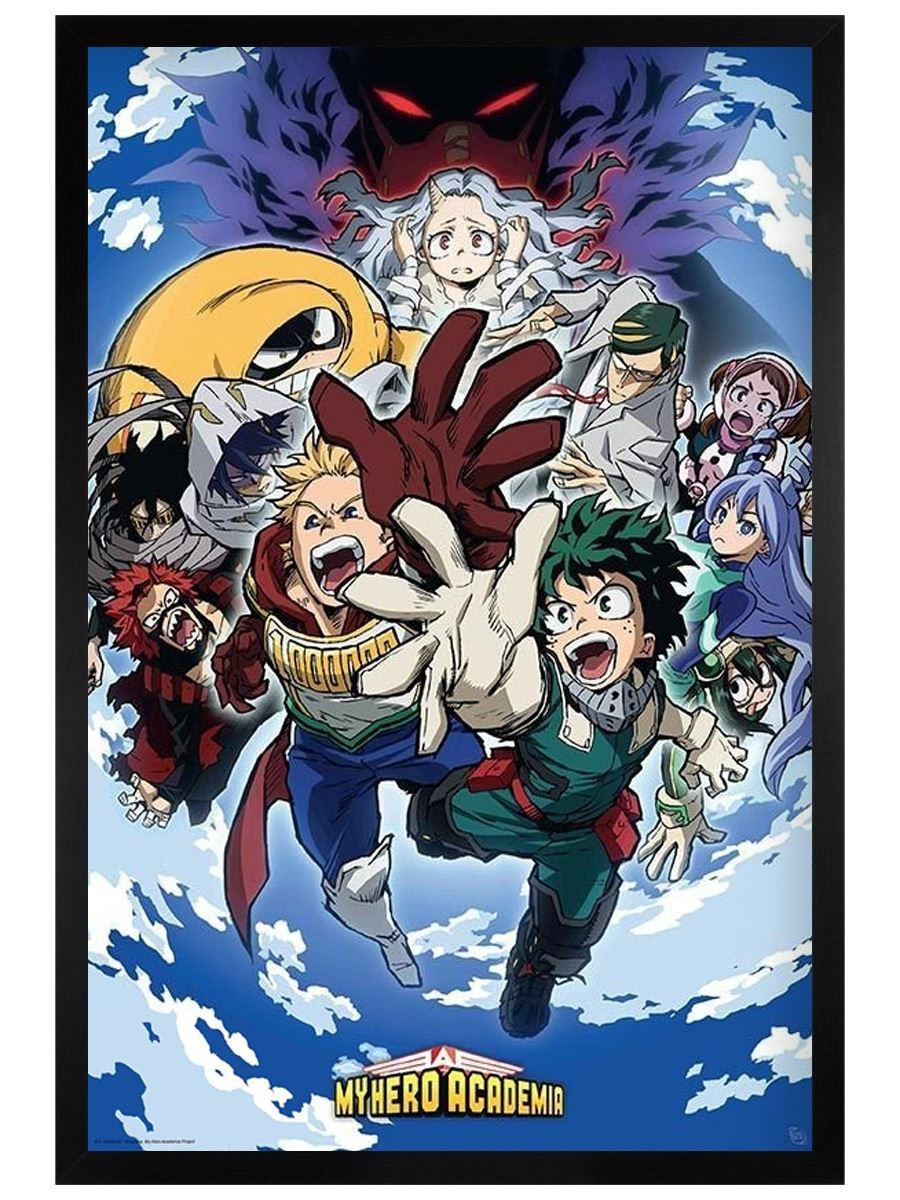 Black Wooden Framed My Hero Academia Eri and Group   Maxi Poster