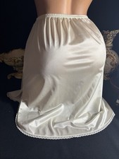 Vtg Silky Wedding Lace Shiny Mini Petti Slip Skirt Slip Queen Frilly Lace Slit