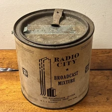 Antique 1926 Radio City Rockefeller Center Tobacco Tin RCA New York Art Deco