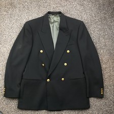 Vintage Givenchy Blazer Black Wool Double Breasted Gold Button 40R USA Made