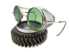 Antique Dockson Green Sunglasses Goggles Vtg Old Cool Steampunk Safety Glasses D