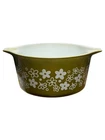 Vintage Pyrex Woodland Olive Green Floral 1 Qt Casserole Dish 473-B
