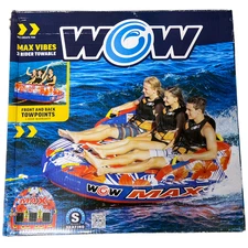 WOW Sports Max Vibes 1-3 Rider Inflatable Towable Tube Boat Raft Float $350
