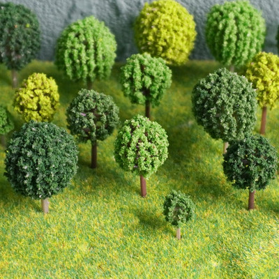 24Pcs Mini Model Trees Mixed Bush Trees Vegetation Groups Shrubs for Model Train