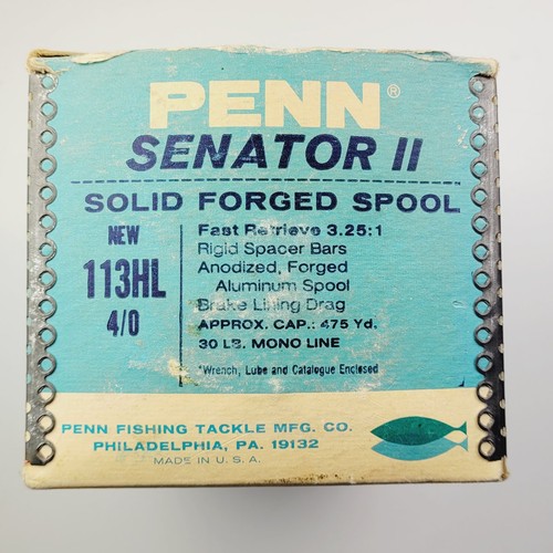 Carrete Penn 113HL 4/0 Senator aniversario vintage en caja carrete rojo barras cromadas - Imagen 3 de 23