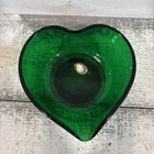 Fenton Emerald Green Heart Shaped Glass Vase Serving Bowl 5”