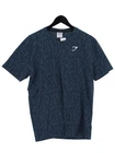 Gymshark Men's T-Shirt M Blue Geometric Cotton with Elastane Round Neck Basic