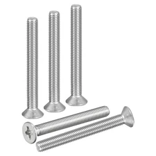 M8-1.25x75 Flat Head Machine Screws -5pcs -304 Stainless Steel -Silver