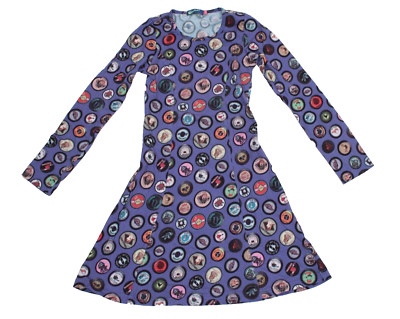 Carbone Shirtkleid Jersey-Kleid langarm Gr. 152 lila bunt Pins-Muster