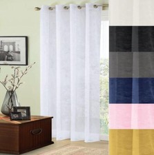 1 x TRENT Plain Sheer Net Voile Curtain Panel Eyelet Ring Top Header - 7 Colours