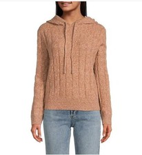 Every Long Sleeve Cable Knit Hoodie Wool blend Sz XS