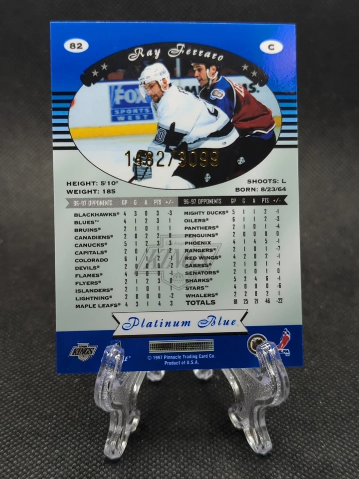 1997-98 Pinnacle Totally Certified PLATINUM BLUE #82 Ray Ferraro /3099 - Image 2 of 2