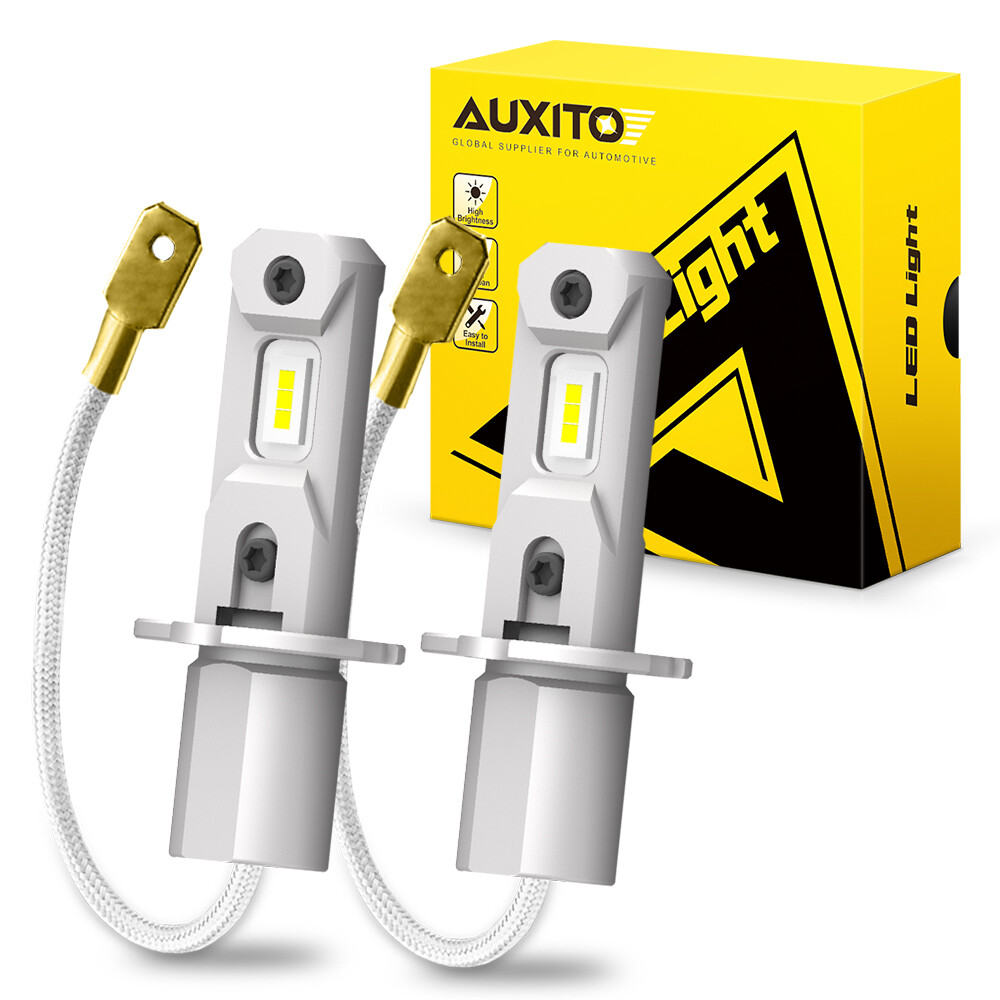 AUXITO 2Pcs H3 LED Fog Light Bulbs 8000LM Mini Size 6500K Bright Cool White S