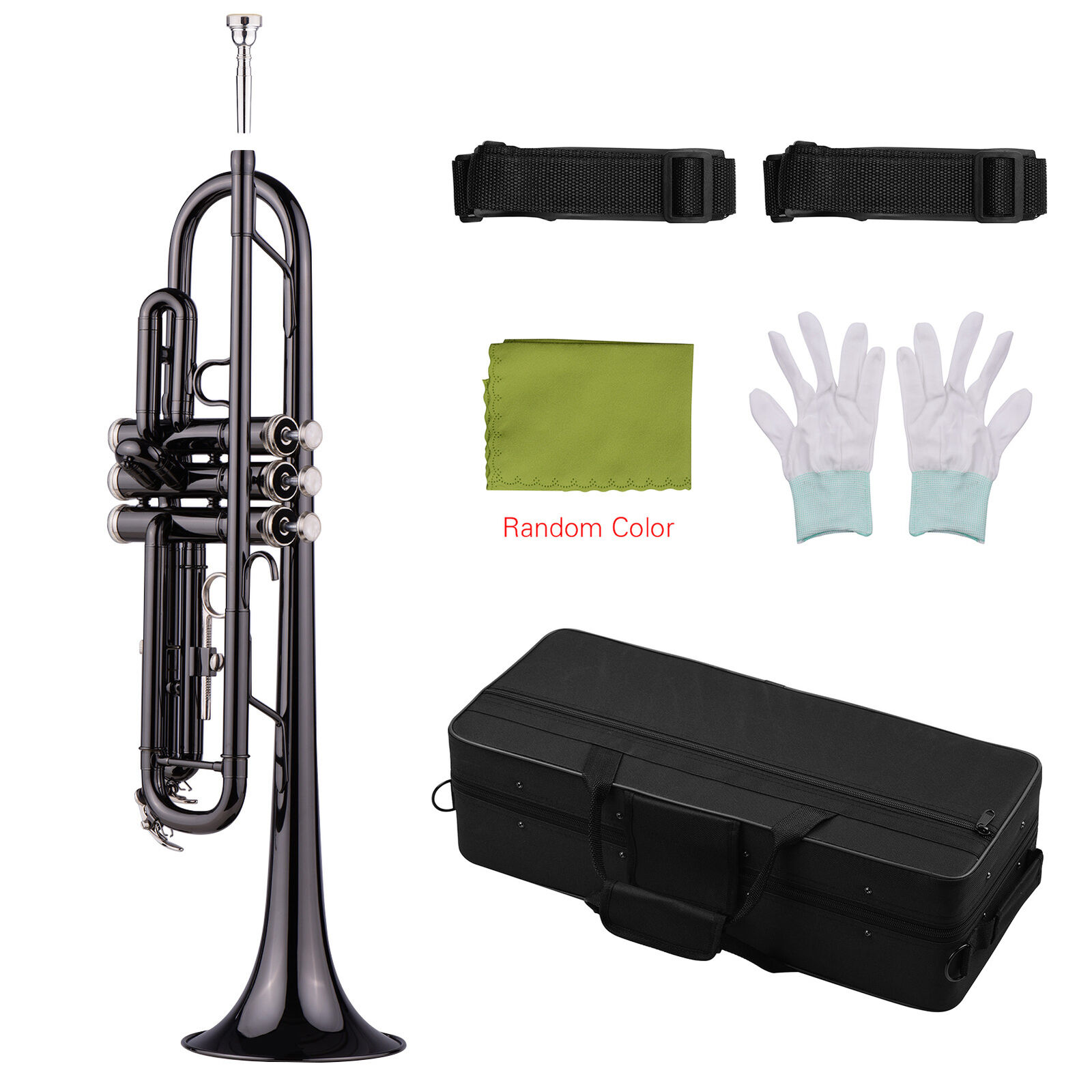 Brass Plated Black Bb Trumpet Set for Beginner Student with Case AU O0L3