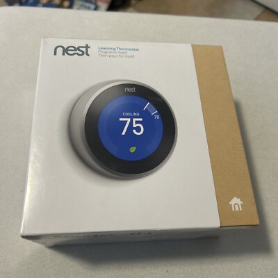 Sealed! Google Nest 3rd Generation Learning Thermostat T3007ES Stainless Steel *