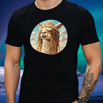 Mens Alpaca Dreadlocks Print Cotton T-Shirt Size XS to 5XL