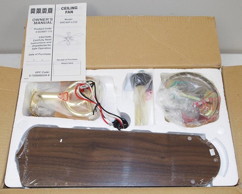 New! OB! Vtg Brass HOME ESSENTIALS #DDC42P 4- Blade 52" "CEILING FAN" Dual Mount - Picture 3 of 4