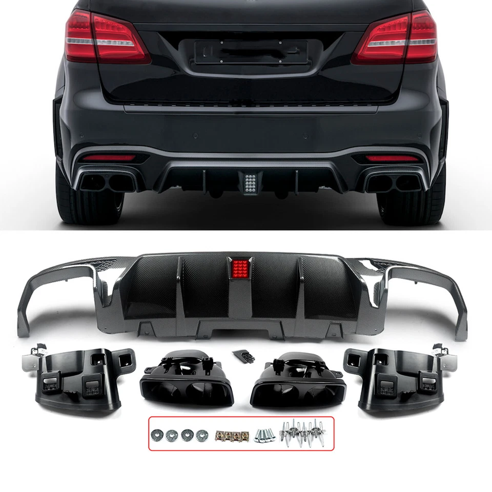 Rear Bumper Diffuser Set Carbon Look For Mercedes GLE GLS W166 X166 2016-2019 Foto 2 de 4