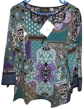 NWT Bob Mackie Multicolor Blouse Size L RK